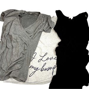 Maternity Bundle Size L - 2 tops & Black Dress